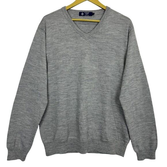 J. CREW Merino Wool Heather Crewneck Sweater Men's Size XL Gray V-Neck Preppy - Picture 1 of 5